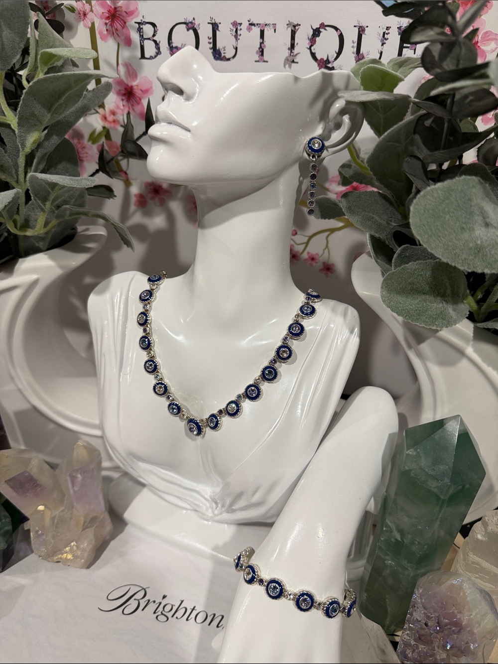 🩵 SET! BRIGHTON ECLIPSE HALO TANZANITE PURPLE BLUE SWAROVSKI CRYST SLVR VG+